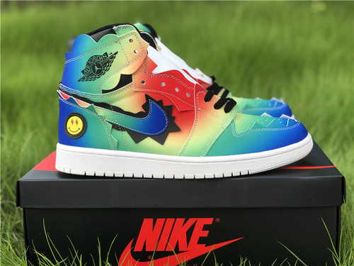 Original level_ J Balvin X Air Jordan 1 jointly gradient rainbow_ exclusive sweeping full code supplement_ 36-40-47.5-574b30e2